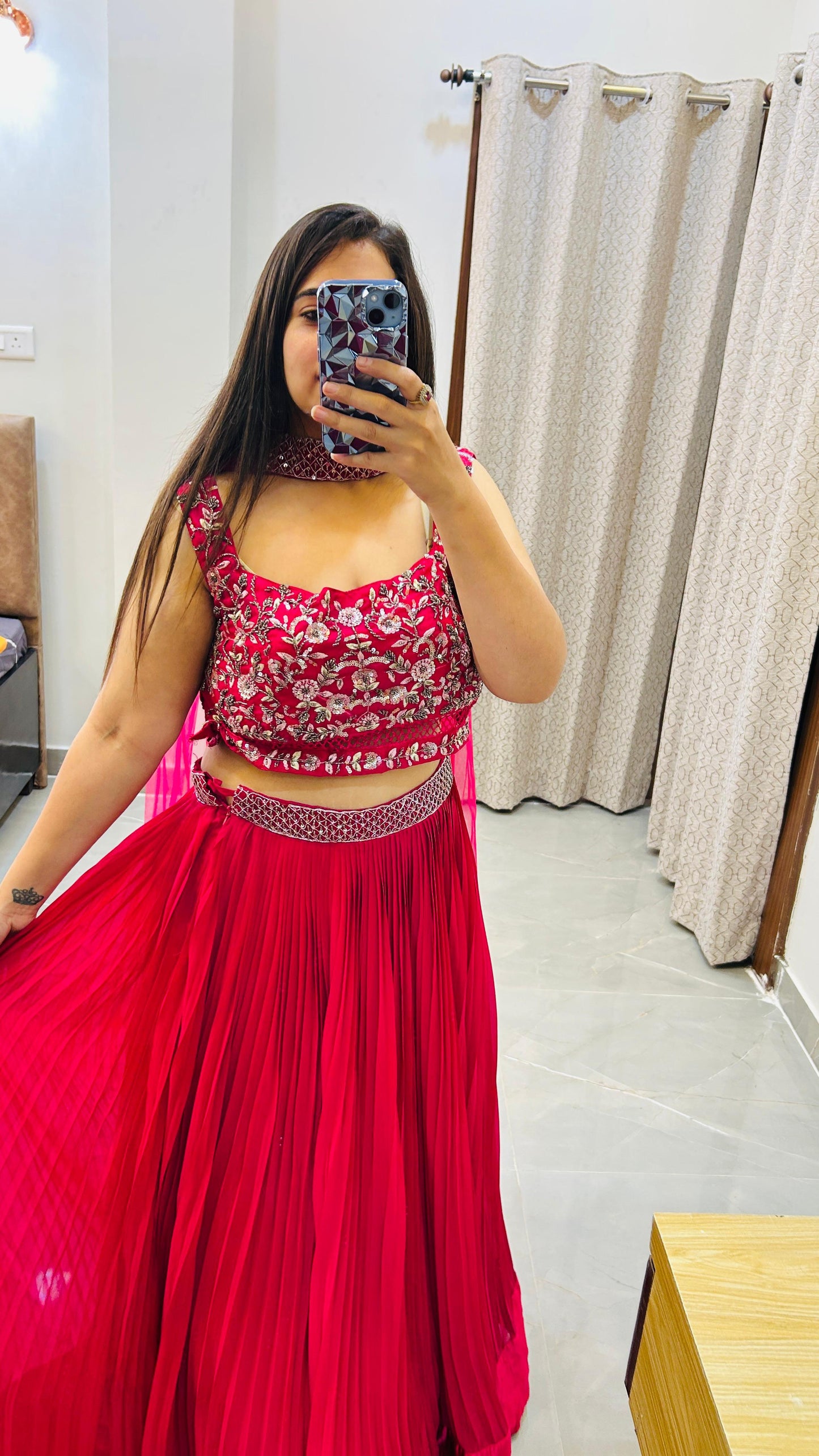 Fusion Fashion: Pure Fabric Indo-Western Crop Top Set