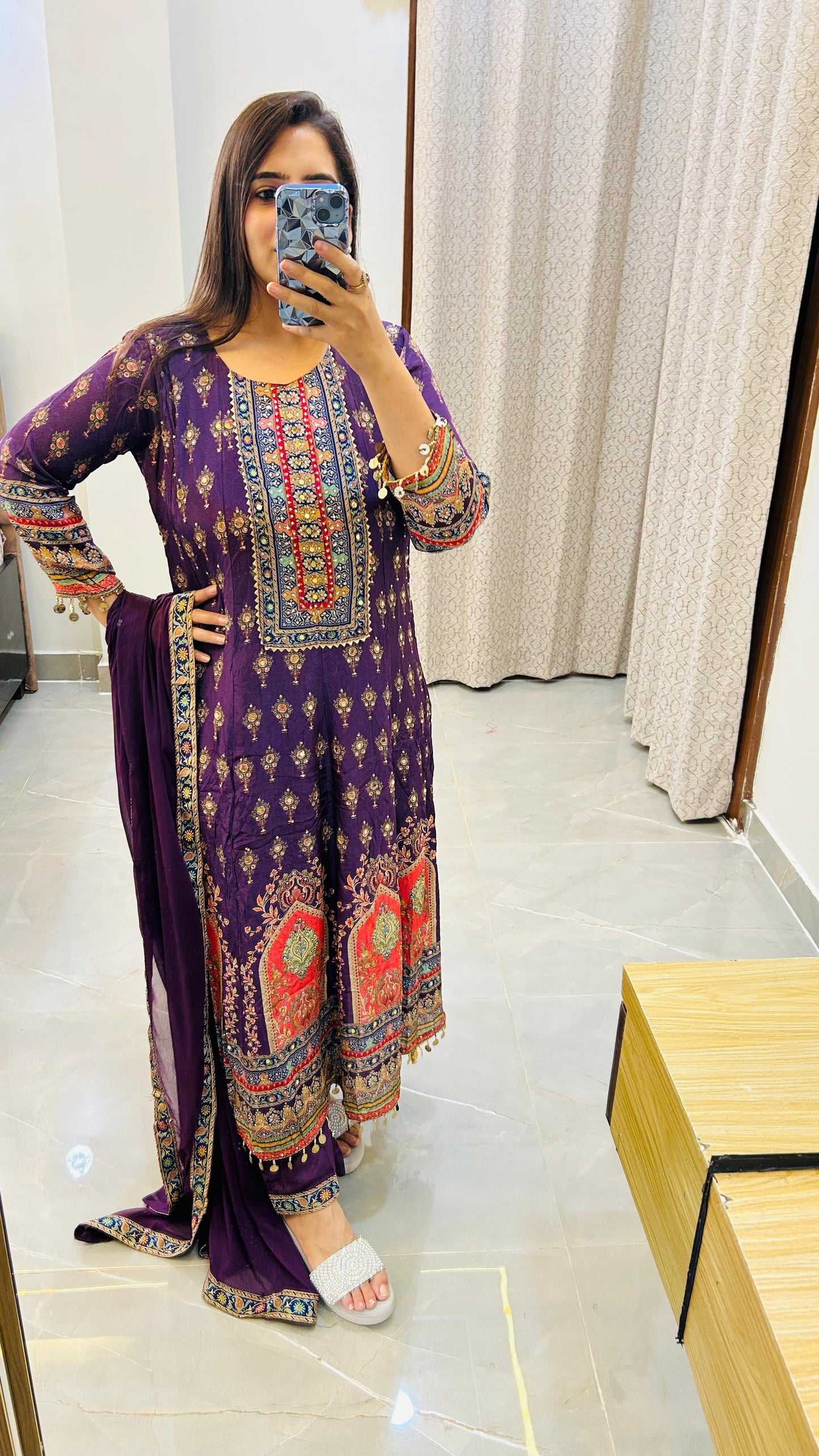 Anarkali Set with Heavy Digital Work – Pakistani Style Inspired by Heera Mandi