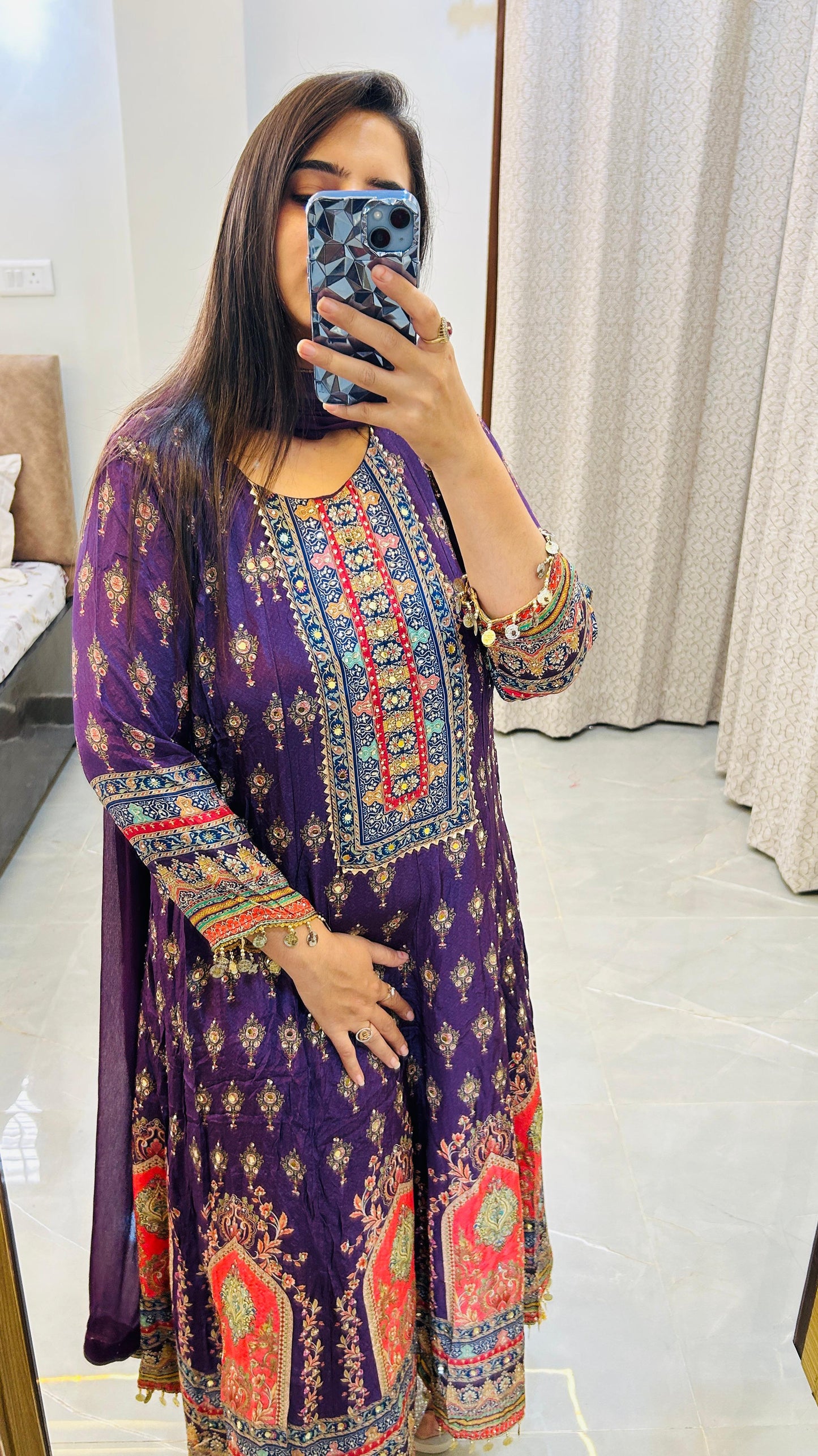 Anarkali Set with Heavy Digital Work – Pakistani Style Inspired by Heera Mandi